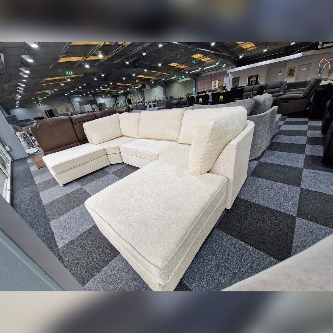 Bishop U Shape Sofa High Back In Black And Cream Colour - MNS (MY NEW SOFA) LTD