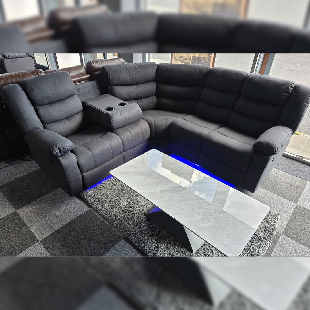 Roma Corner Grey Fabric Manual Recliner Sofa