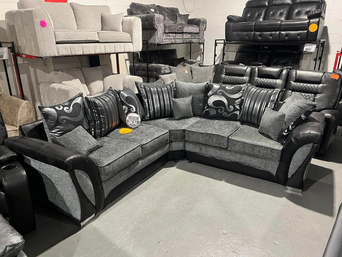 Shanon Corner Sofa Black/Grey, 240cmx240cm, bs101