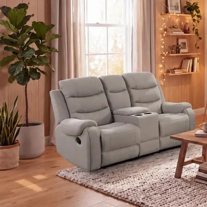 MNS Phoenix Fabric Manual Recliner 3+2 Seater Sofa Set with Cup Holders – Grey