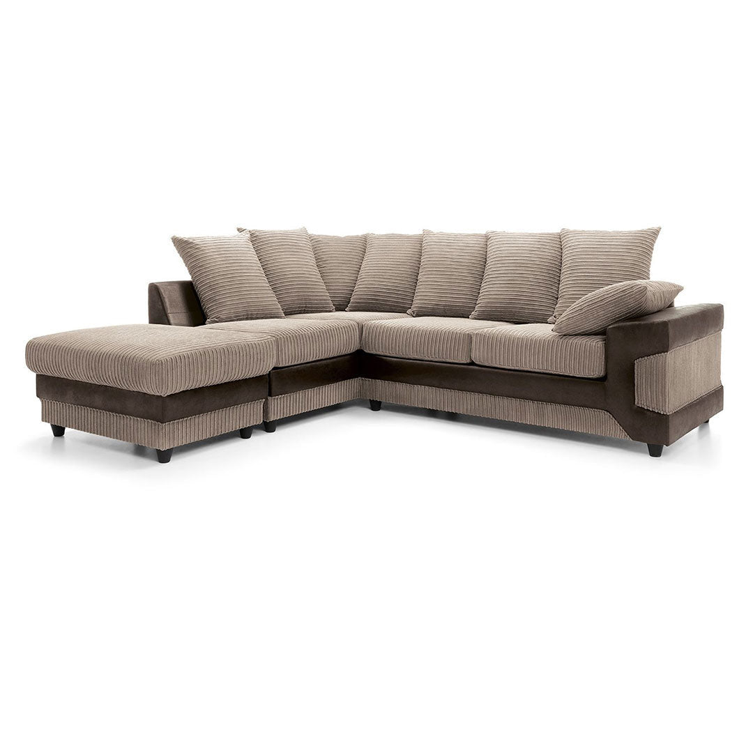 Amazing Sofas NEW LARGE DINO CORNER SOFA JUMBO CORD BEIGE BROWN  LEFT OR RIGHT  MNS (MY NEW SOFA) LTD