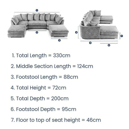 Bishop U Shape Corner Sofa Scatter Back - MNS (MY NEW SOFA) LTD