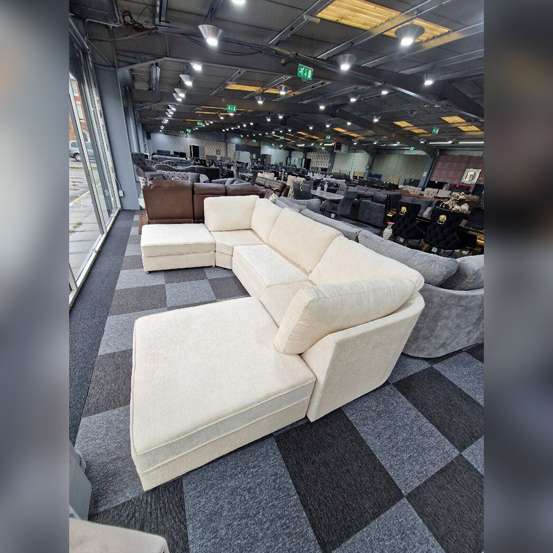 Bishop U Shape Sofa High Back In Black And Cream Colour - MNS (MY NEW SOFA) LTD