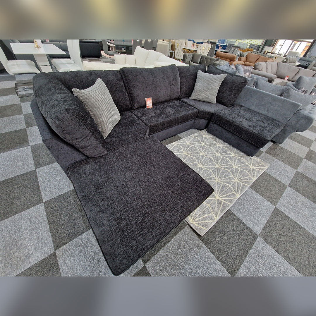 Bishop U Shape Sofa High Back In Black And Cream Colour - MNS (MY NEW SOFA) LTD