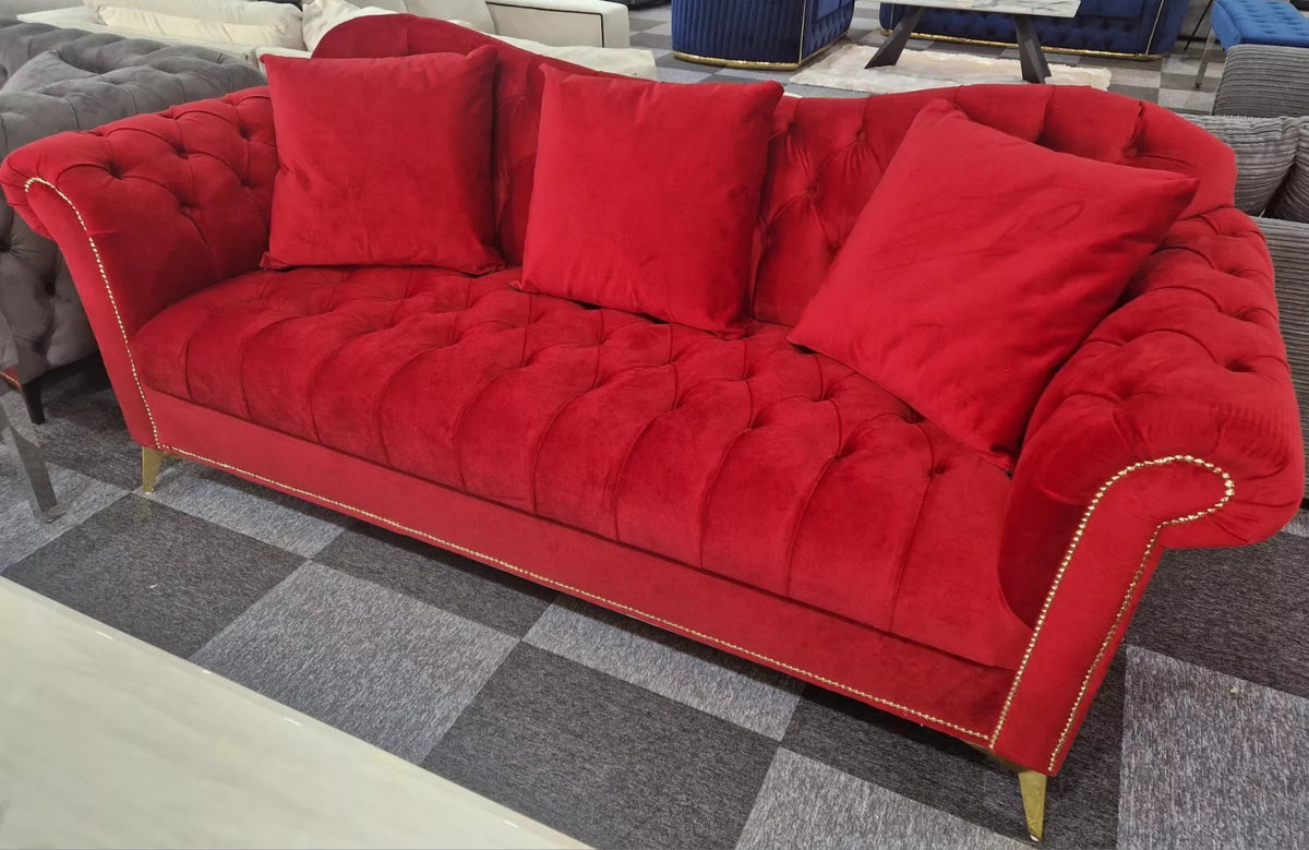Elegance Chesterfield Sofa 3+2 Red - MNS (MY NEW SOFA) LTD