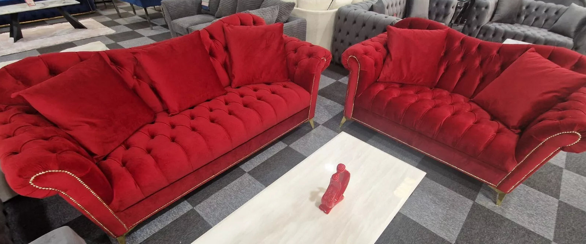Elegance Chesterfield Sofa 3+2 Red - MNS (MY NEW SOFA) LTD