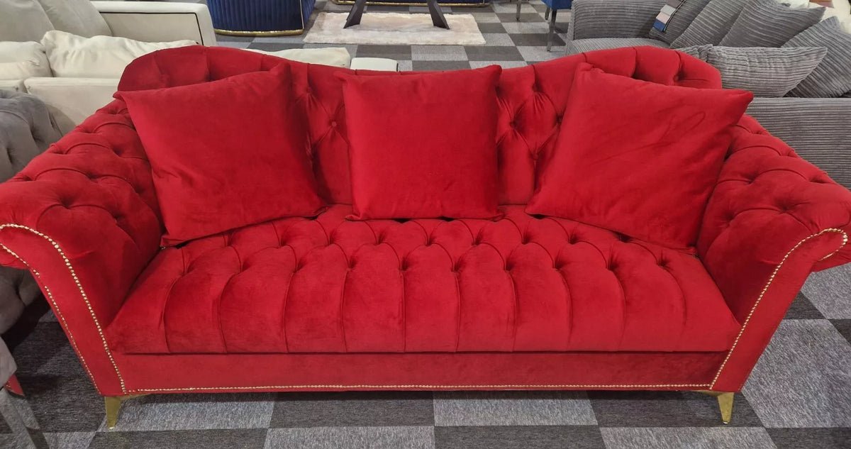 Elegance Chesterfield Sofa 3+2 Red - MNS (MY NEW SOFA) LTD