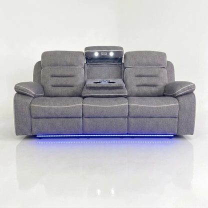 Hafsa Music 3+2 Grey OTE Fabric E/ R Sofa Set , USB, LED, Bluetooth.
