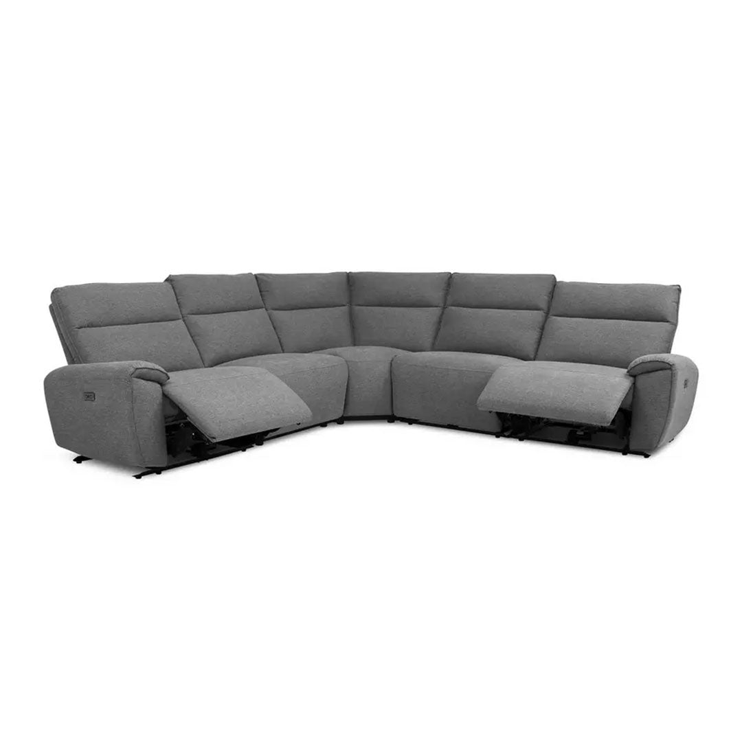 MNS Aussie Express Fabric Recliner Corner Sofa 2 Corner 2 Power Recliner