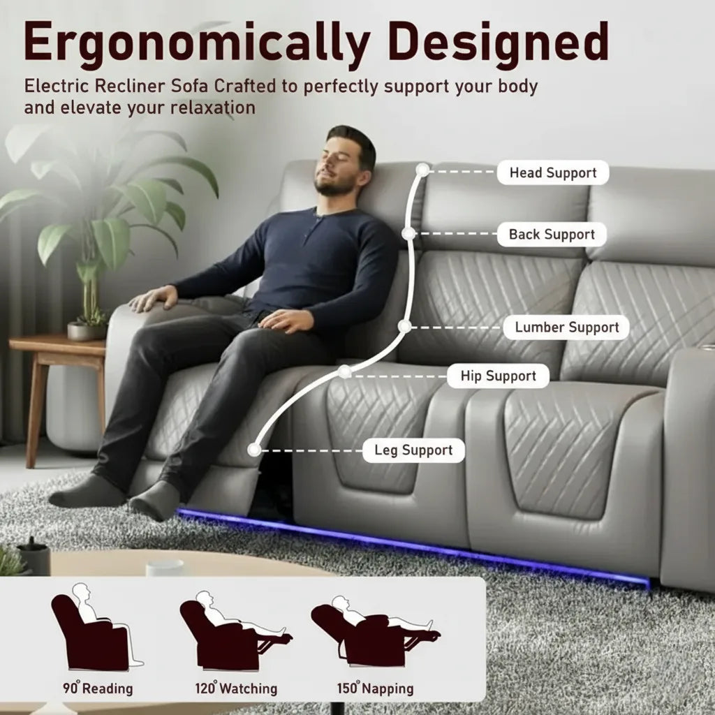 Florida Electric Leather Recliner Sofa Set (3+2 Seater)