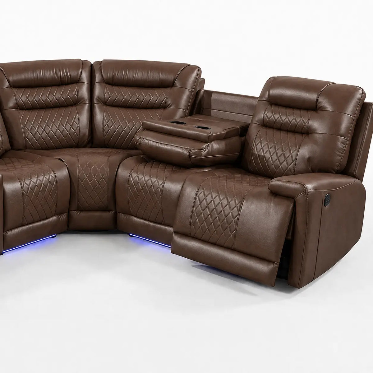 MNS Halifax Music Leather Electric Recliner Corner Sofa - Black, Grey or Brown