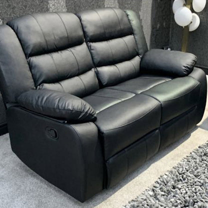 MNS Leather Recliner Sofa with Cupholders - 3+2 Seater Sofa - Black (3+2 Seater)
