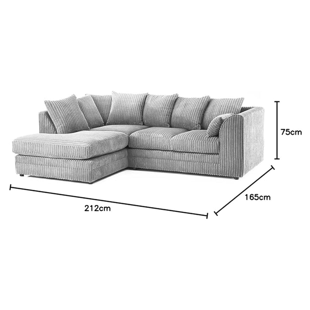Luxor Cord Fabric 4 Seater Corner Sofa Full Back