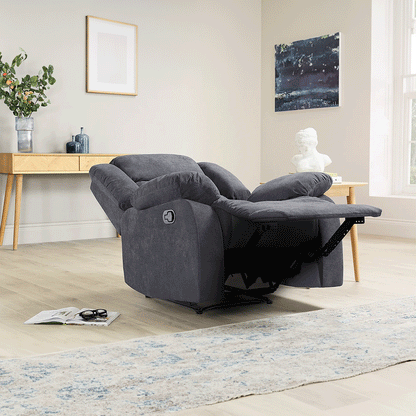 MNS Roma Fabric Recliner Sofa Arm Chair Grey