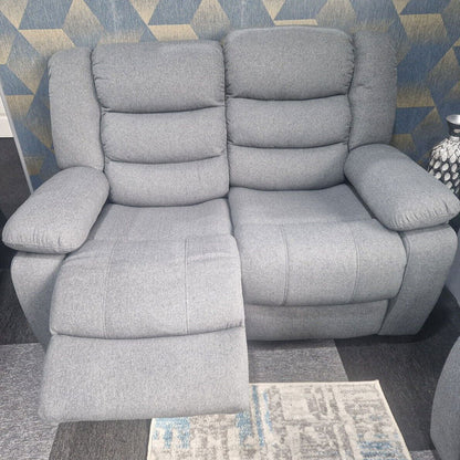 MNS Roma Fabric Reclining Sofa, Grey Fabric, 3+2 Seater with Cup Holders
