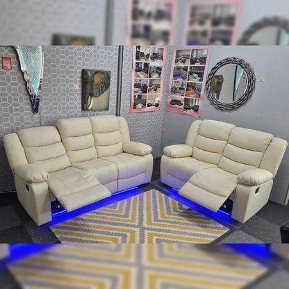 Roma Leather Electric Recliner Sofa 3+2 Seater with USB, LED and Cupholders