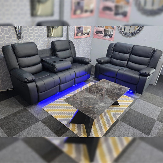 Roma leather recliner sofa with cupholders 
