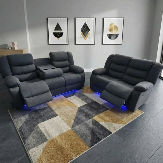 ROMA 3+2 RECLINER FABRIC SOFA – Grey