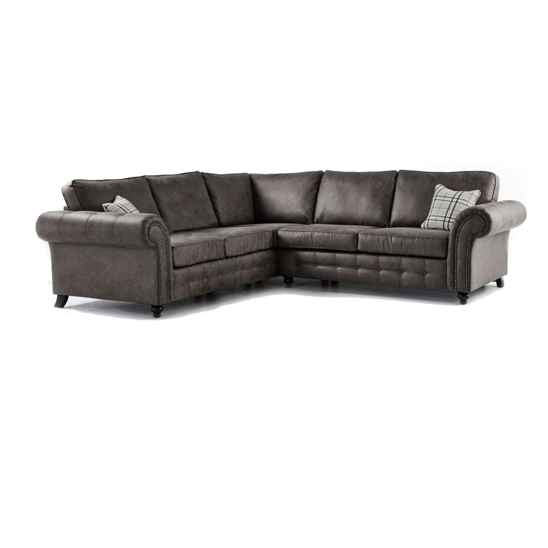 Oakland Leather Corner Sofa Grey