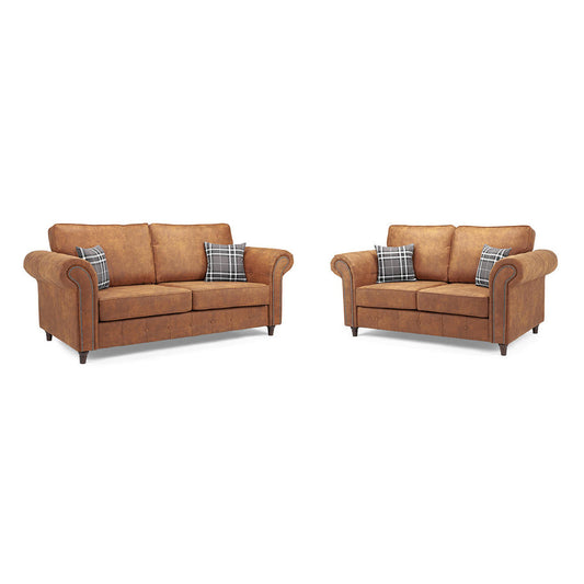 Oakland Leather Sofa 3+2 Seater Tan