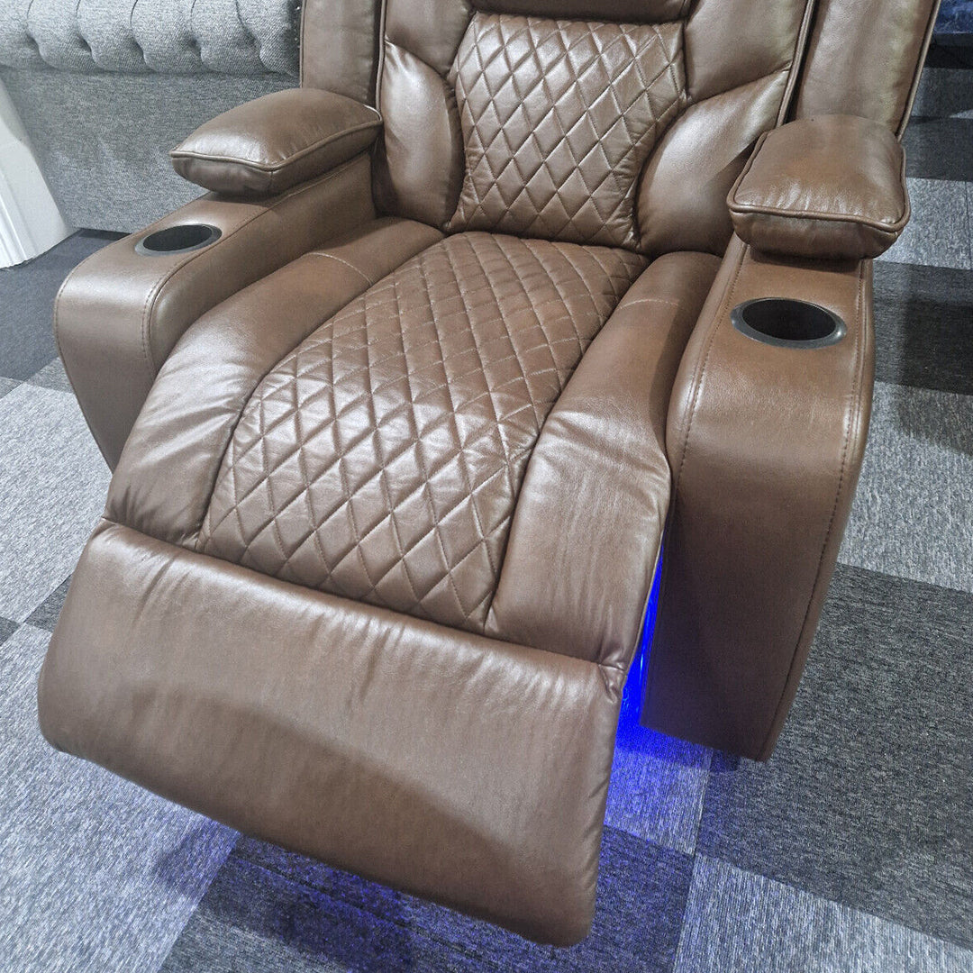 Orlando Electric Recliners Leather Arm Chair (Black, Grey,Brown) /LED LIGHTS/USB PORTS
