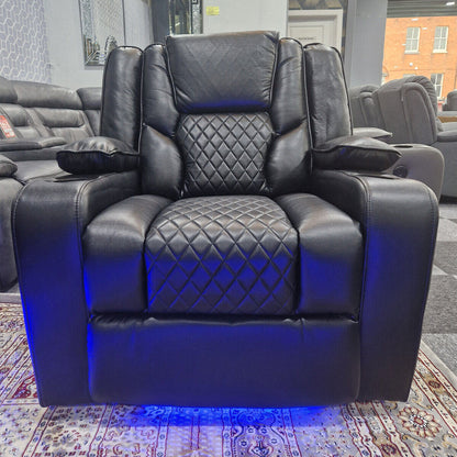 Orlando Electric Recliners Leather Arm Chair (Black, Grey,Brown) /LED LIGHTS/USB PORTS