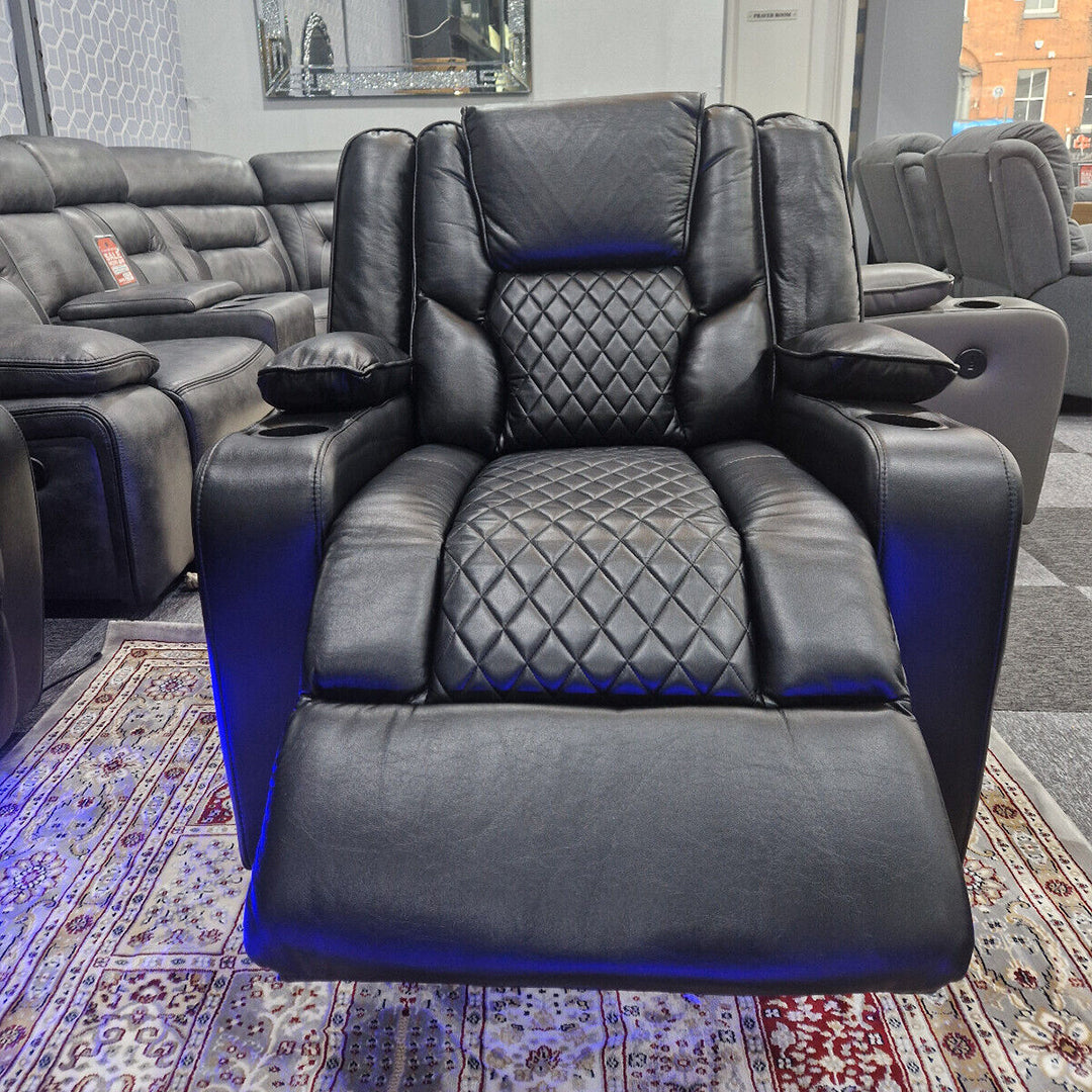 Orlando Electric Recliners Leather Arm Chair (Black, Grey,Brown) /LED LIGHTS/USB PORTS