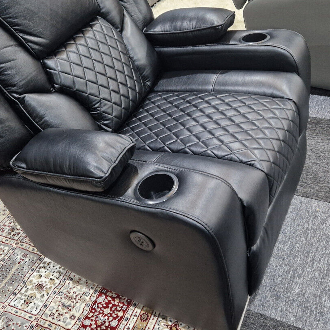 Orlando Electric Recliners Leather Arm Chair (Black, Grey,Brown) /LED LIGHTS/USB PORTS