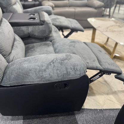 Rio Jumbo cord 3+2 recliner in black and grey
