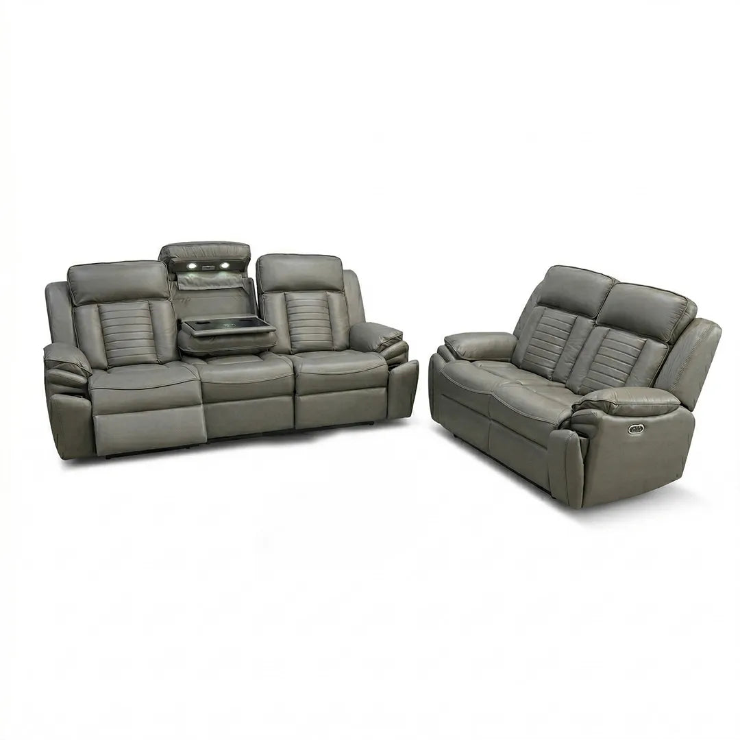 Sevilla 3+2 Leather Electric Recliner Sofa USB Type-C LED Cupholders Wireless