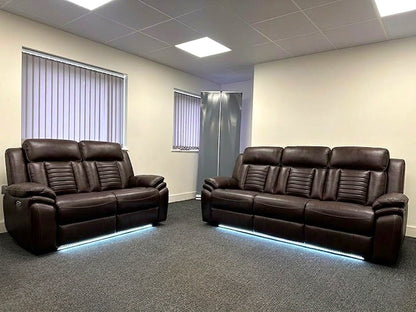 Sevilla 3+2 Leather Electric Recliner Sofa USB Type-C LED Cupholders Wireless