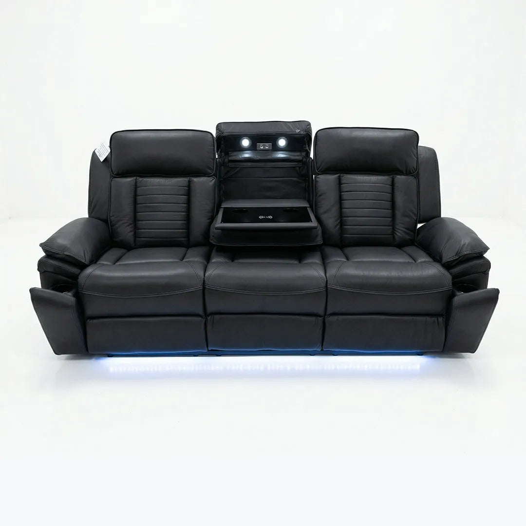 Sevilla 3+2 Leather Electric Recliner Sofa USB Type-C LED Cupholders Wireless