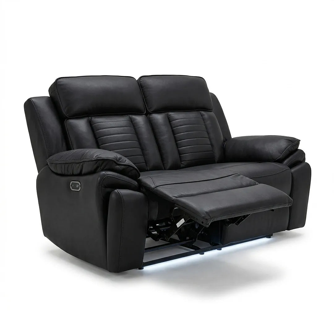 Sevilla 3+2 Leather Electric Recliner Sofa USB Type-C LED Cupholders Wireless