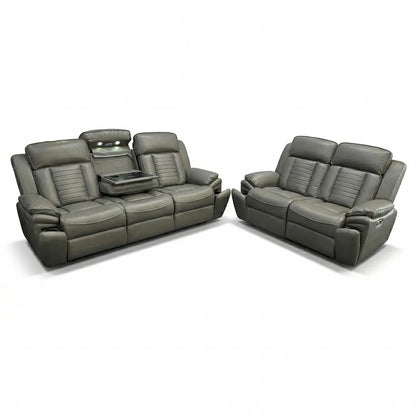 Sevilla 3+2 Leather Electric Recliner Sofa USB Type-C LED Cupholders Wireless