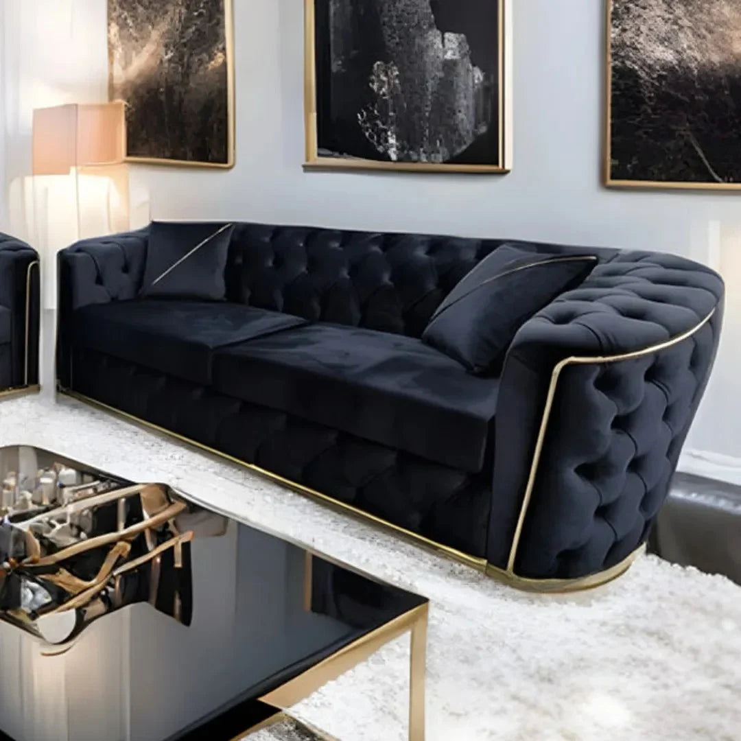 Toronto Chesterfield Sofa 3+2 Black & Gold - MNS (MY NEW SOFA) LTD