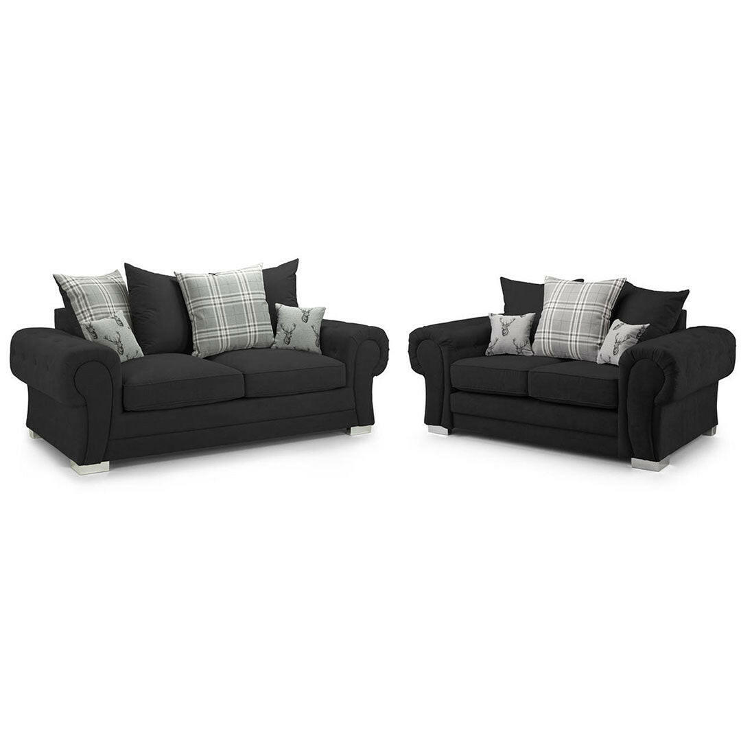 Verona sofa 3+2 Seater Scatter Back Black